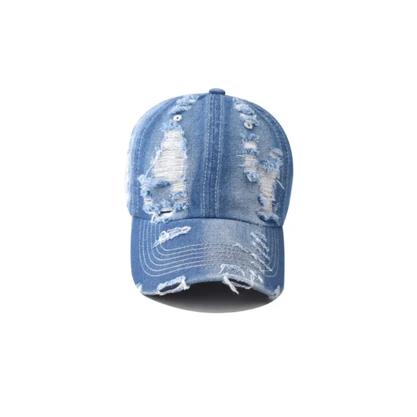 Casquette de baseball en denim délavé pour hommes et femmes, chapeau Snapback en coton, casquette Hip Hop, chapeaux d'été déchirés, marée, printemps - AliExpress - Image 2
