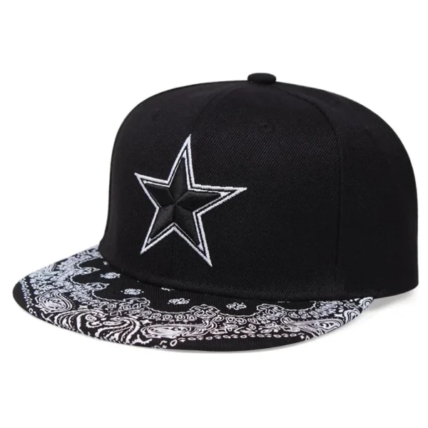 Chapeau à bords plats brodé étoile à cinq branches 3D pour hommes et femmes, pare-soleil d'extérieur, loisirs Hip Hop, casquette de Baseball - AliExpress - Image 2