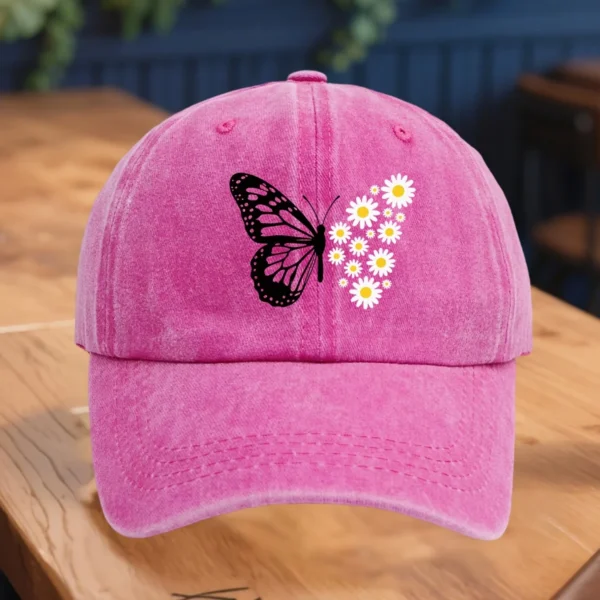 Casquette de baseball réglable pour femme avec imprimé floral papillon et marguerite, couvre-chef doux, respirant, à la mode et décontracté à porter - AliExpress - Image 4