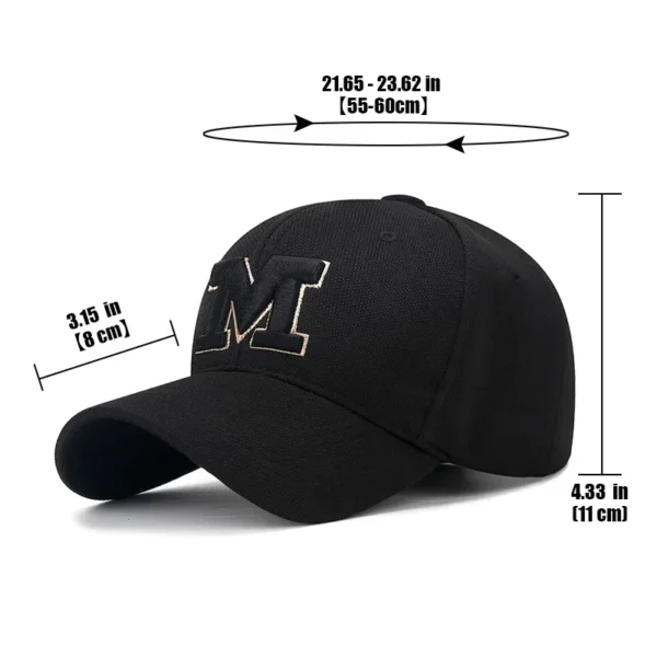 Casquette de Baseball avec fil d'or et lettre M, tissu élastique d'ananas brodé, épais et Durable, de haute qualité, flambant neuf - AliExpress - Image 6