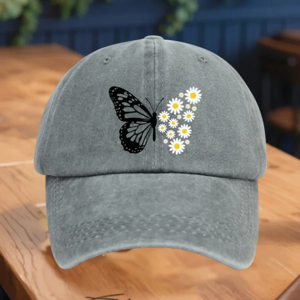 Casquette de baseball réglable pour femme avec imprimé floral papillon et marguerite, couvre-chef doux, respirant, à la mode et décontracté à porter - AliExpress - Image 5