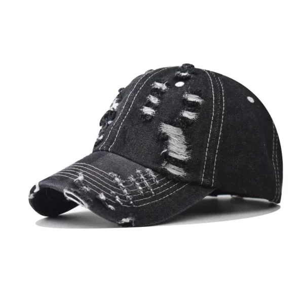 Casquette de baseball en denim délavé pour hommes et femmes, chapeau Snapback en coton, casquette Hip Hop, chapeaux d'été déchirés, marée, printemps - AliExpress - Image 4