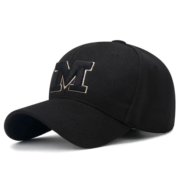 Casquette de Baseball avec fil d'or et lettre M, tissu élastique d'ananas brodé, épais et Durable, de haute qualité, flambant neuf - AliExpress - Image 4