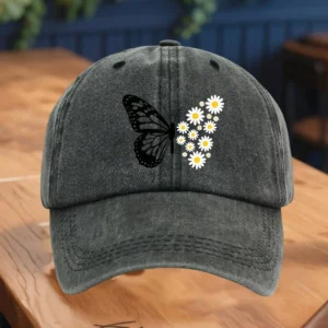 Casquette de baseball réglable pour femme avec imprimé floral papillon et marguerite, couvre-chef doux, respirant, à la mode et décontracté à porter - AliExpress
