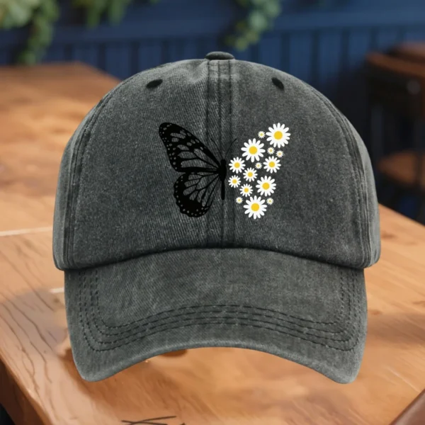 Casquette de baseball réglable pour femme avec imprimé floral papillon et marguerite, couvre-chef doux, respirant, à la mode et décontracté à porter - AliExpress